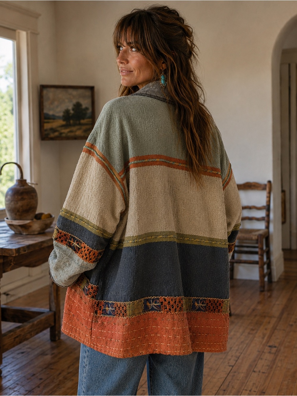 Fashion Bug Patchwork Boho Jacket Embroidered Arty Oversized Jacket